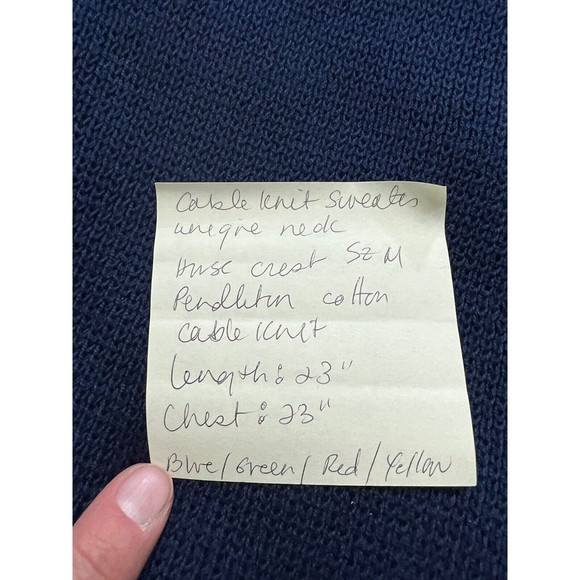 Vtg Pendleton Womens Horse Crest Mock Turtleneck Sweater Blue Red Sz M - Picture 10 of 10